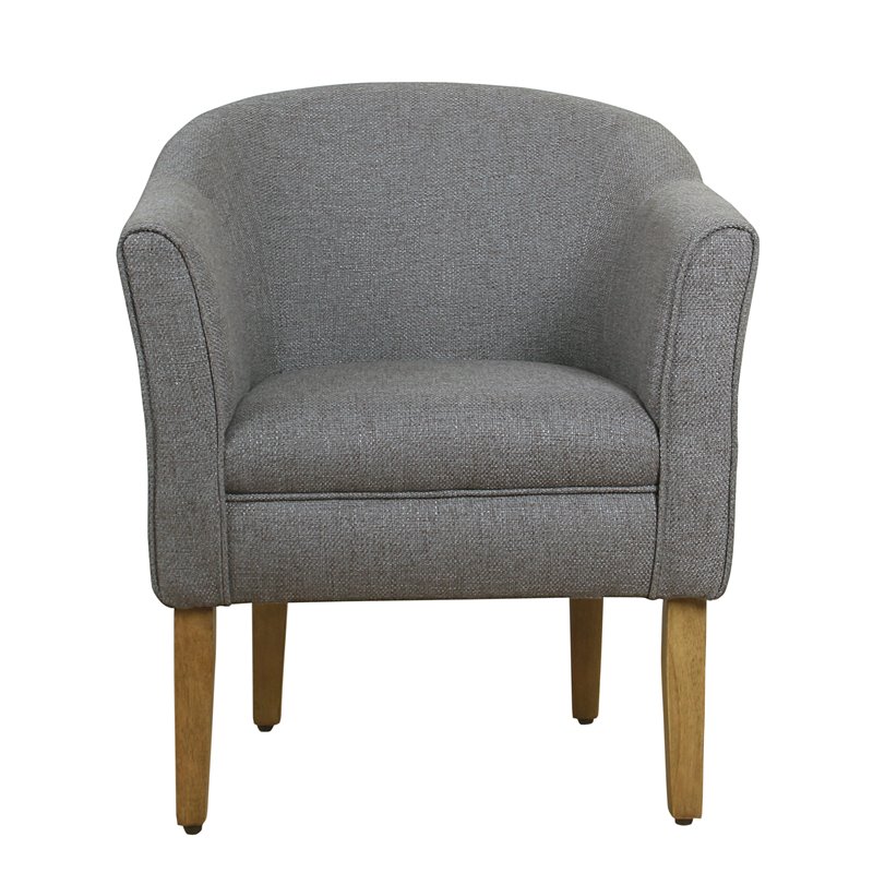 HomePop Transitional Wood and Fabric Barrel Accent Chair in Charcoal