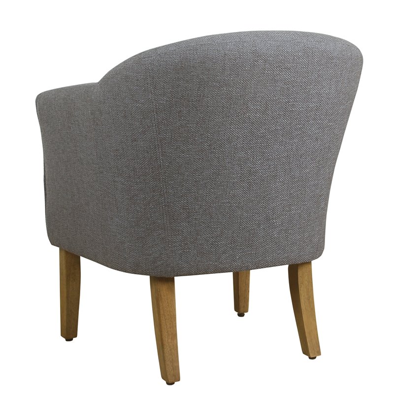 HomePop Transitional Wood and Fabric Barrel Accent Chair in Charcoal