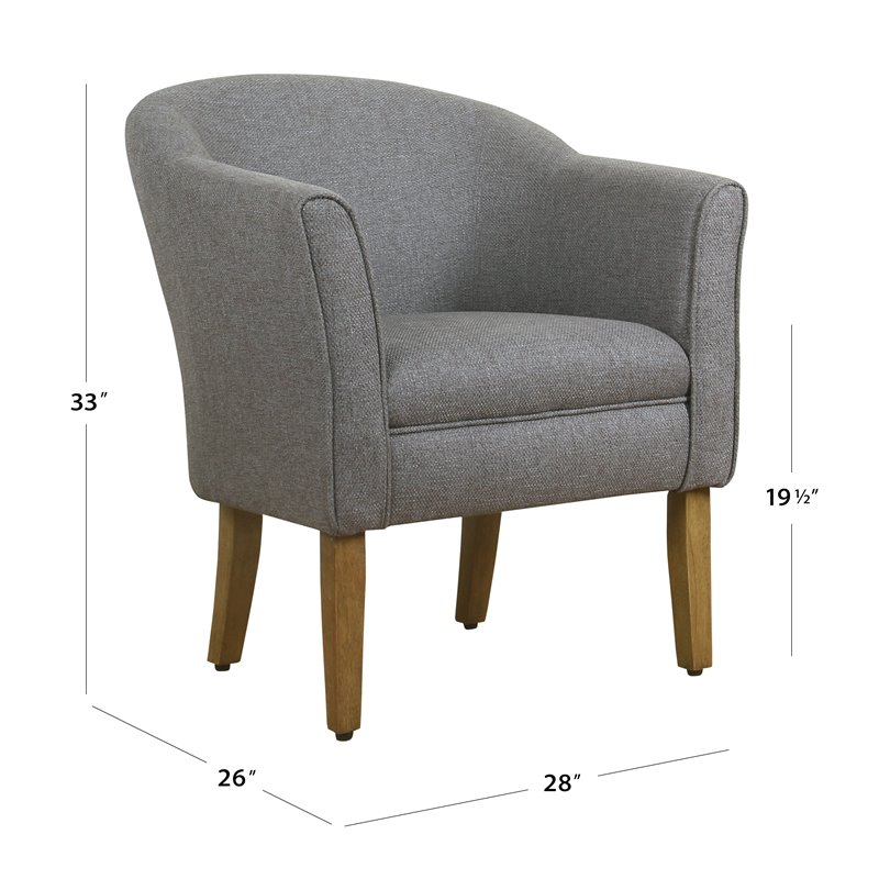 HomePop Transitional Wood and Fabric Barrel Accent Chair in Charcoal
