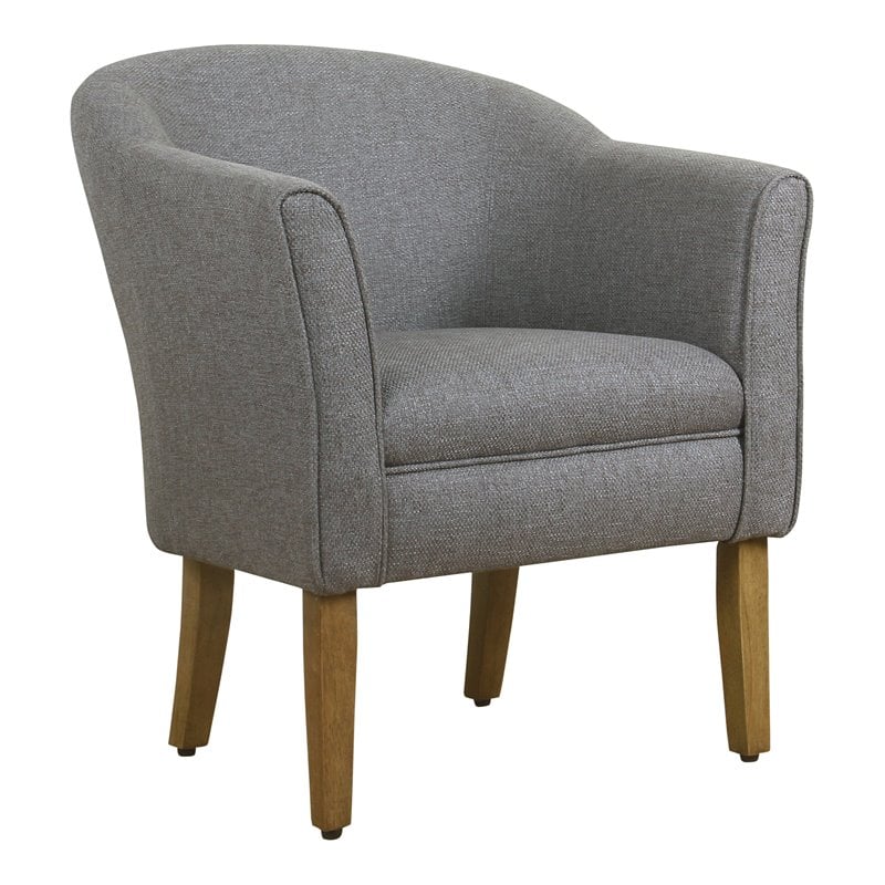 HomePop Transitional Wood and Fabric Barrel Accent Chair in Charcoal