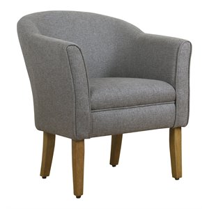 HomePop Transitional Wood and Fabric Barrel Accent Chair in Charcoal
