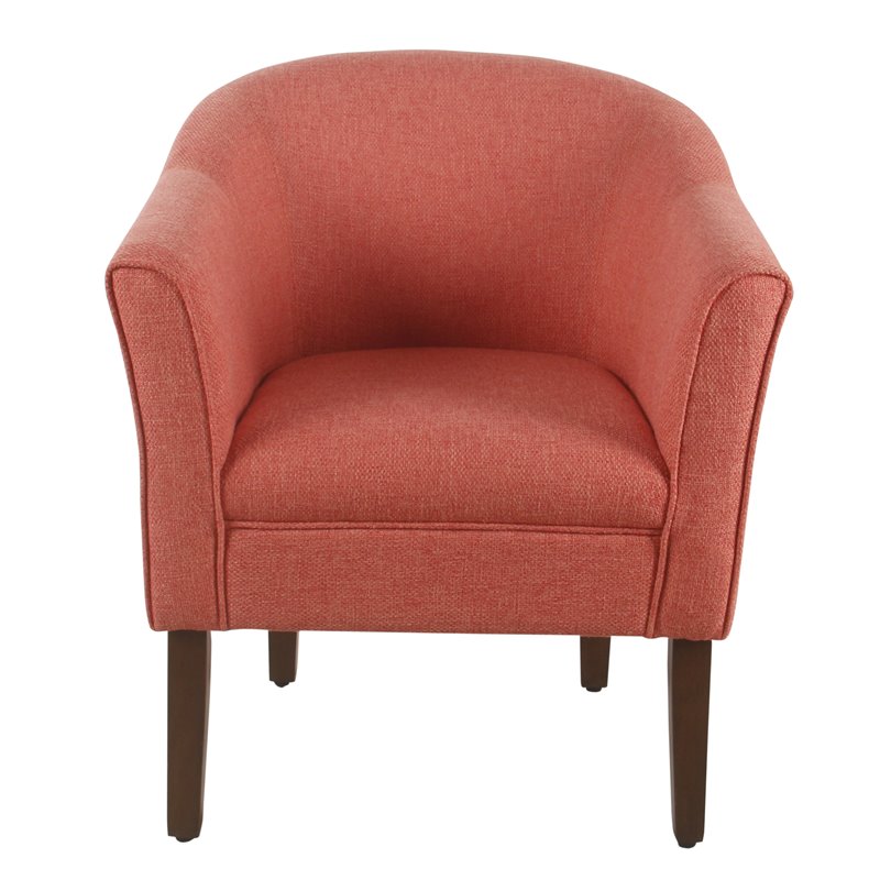 HomePop Transitional Wood and Fabric Barrel Accent Chair in Textured Orange
