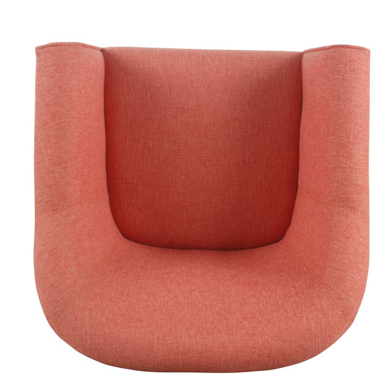 HomePop Transitional Wood and Fabric Barrel Accent Chair in Textured Orange