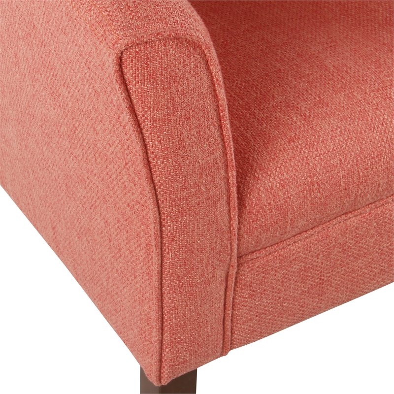 HomePop Transitional Wood and Fabric Barrel Accent Chair in Textured Orange