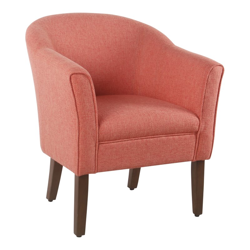 HomePop Transitional Wood and Fabric Barrel Accent Chair in Textured Orange
