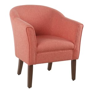 HomePop Transitional Wood and Fabric Barrel Accent Chair in Textured Orange