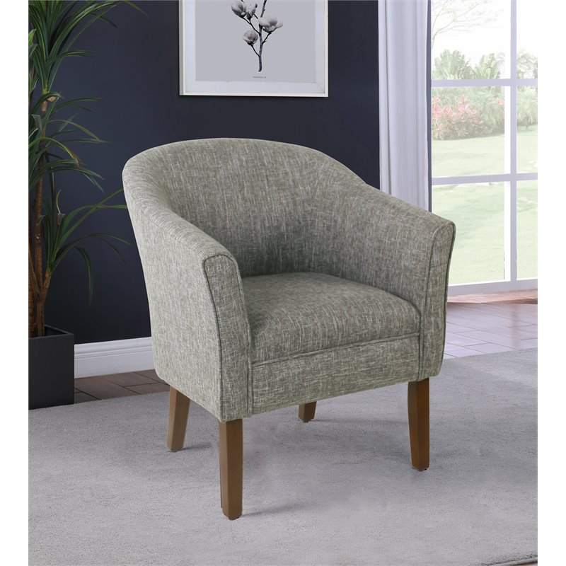 HomePop Transitional Wood and Fabric Barrel Accent Chair in Slate Gray