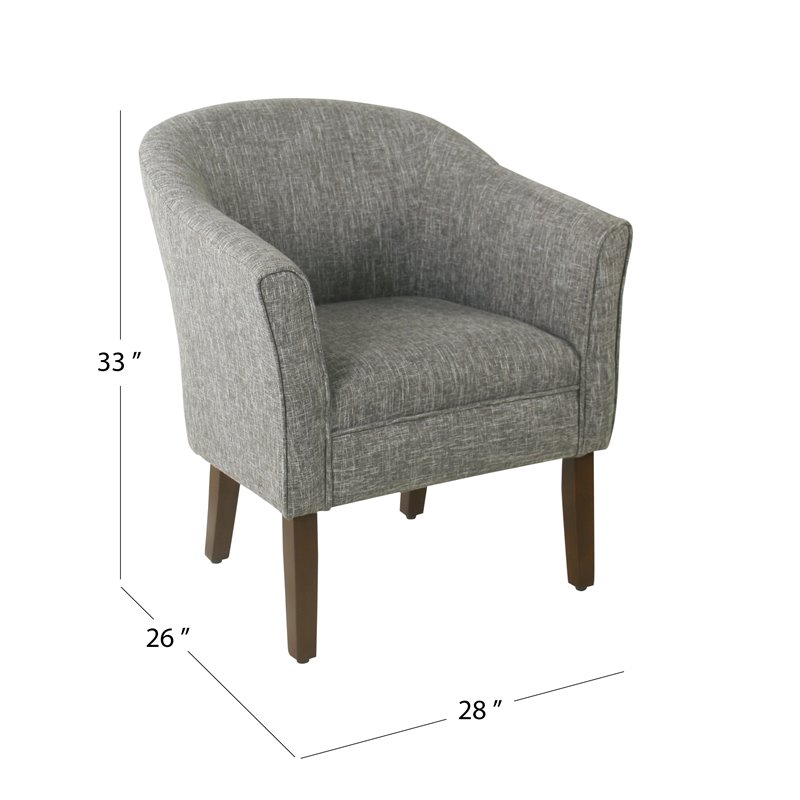 HomePop Transitional Wood and Fabric Barrel Accent Chair in Slate Gray