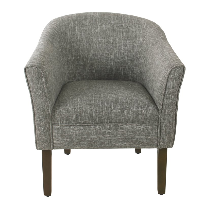 HomePop Transitional Wood and Fabric Barrel Accent Chair in Slate Gray