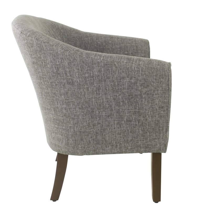 HomePop Transitional Wood and Fabric Barrel Accent Chair in Slate Gray