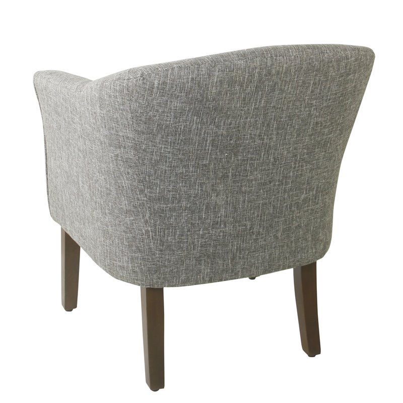 HomePop Transitional Wood and Fabric Barrel Accent Chair in Slate Gray