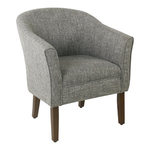 HomePop Transitional Wood and Fabric Barrel Accent Chair in Slate Gray