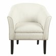 HomePop Transitional Wood and Fabric Barrel Accent Chair in White