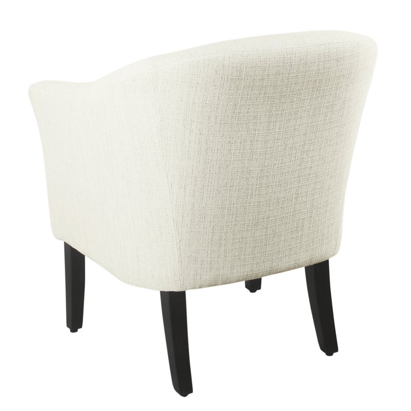 HomePop Transitional Wood and Fabric Barrel Accent Chair in White