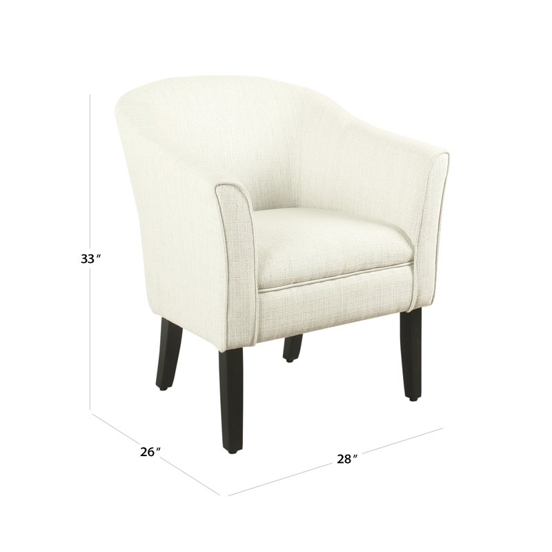 HomePop Transitional Wood and Fabric Barrel Accent Chair in White