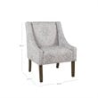 HomePop Traditional Fabric Damask Swoop Arm Accent Chair in Gray