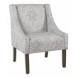 HomePop Traditional Fabric Damask Swoop Arm Accent Chair in Gray