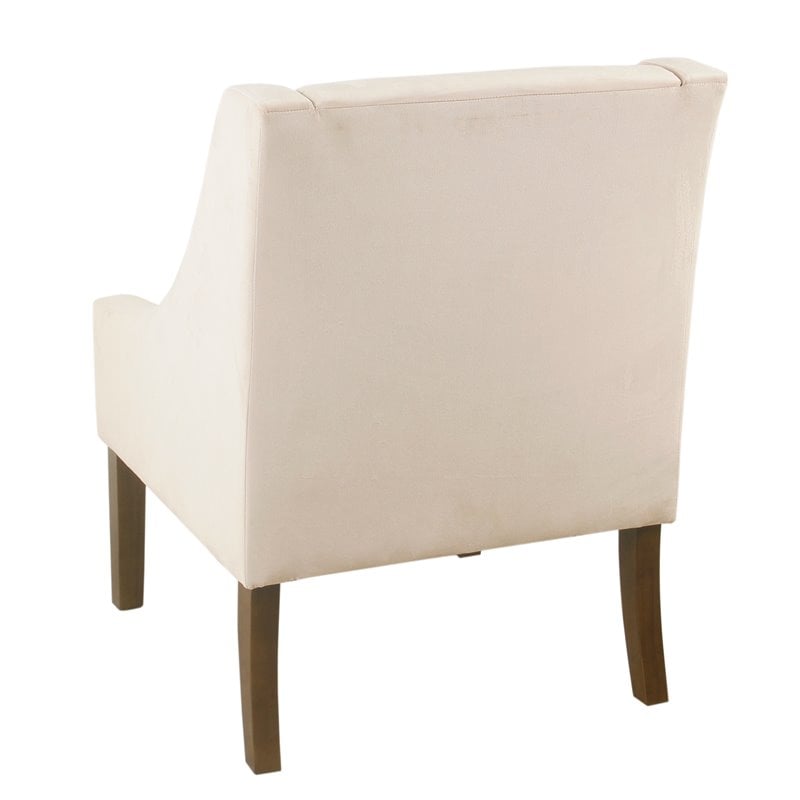 HomePop Traditional Wood and Velvet Swoop Arm Accent Chair in Pink