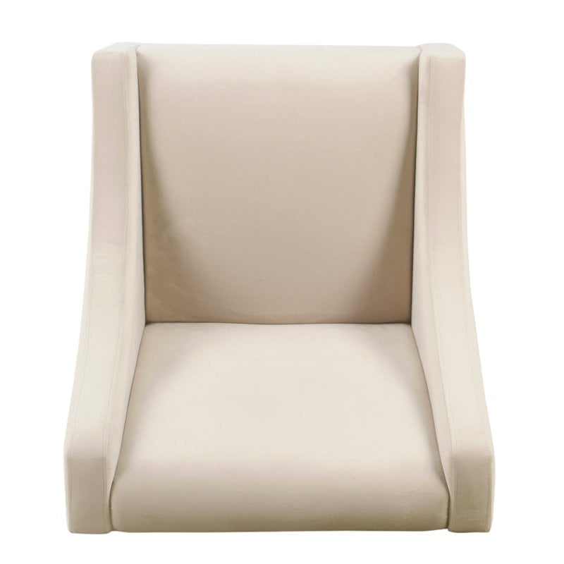 HomePop Traditional Wood and Velvet Swoop Arm Accent Chair in Pink