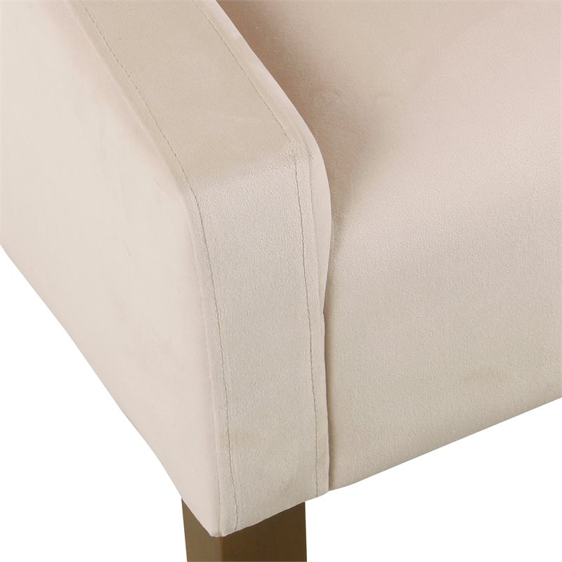 HomePop Traditional Wood and Velvet Swoop Arm Accent Chair in Pink