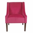 HomePop Traditional Wood and Velvet Swoop Arm Accent Chair in Dark Pink