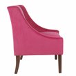 HomePop Traditional Wood and Velvet Swoop Arm Accent Chair in Dark Pink