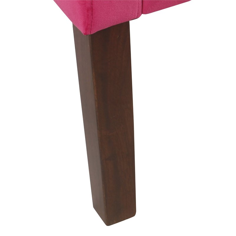 HomePop Traditional Wood and Velvet Swoop Arm Accent Chair in Dark Pink