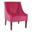 HomePop Traditional Wood and Velvet Swoop Arm Accent Chair in Dark Pink