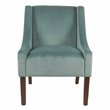 HomePop Traditional Wood and Velvet Swoop Arm Accent Chair in Aqua Blue
