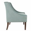 HomePop Traditional Wood and Velvet Swoop Arm Accent Chair in Aqua Blue