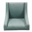 HomePop Traditional Wood and Velvet Swoop Arm Accent Chair in Aqua Blue