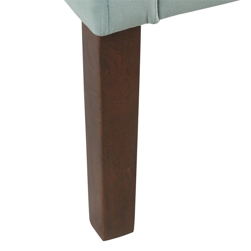 HomePop Traditional Wood and Velvet Swoop Arm Accent Chair in Aqua Blue