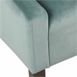 HomePop Traditional Wood and Velvet Swoop Arm Accent Chair in Aqua Blue