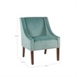 HomePop Traditional Wood and Velvet Swoop Arm Accent Chair in Aqua Blue