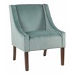 HomePop Traditional Wood and Velvet Swoop Arm Accent Chair in Aqua Blue