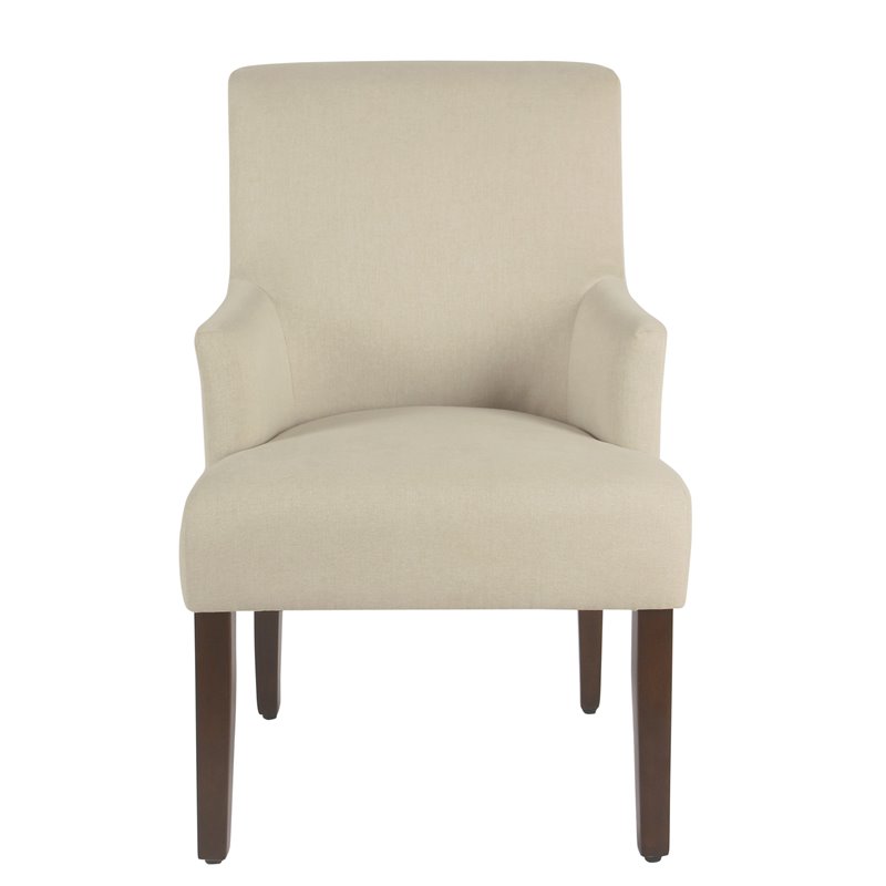 HomePop Meredith Transitional Fabric Anywhere Chair in Cream and Dark Walnut