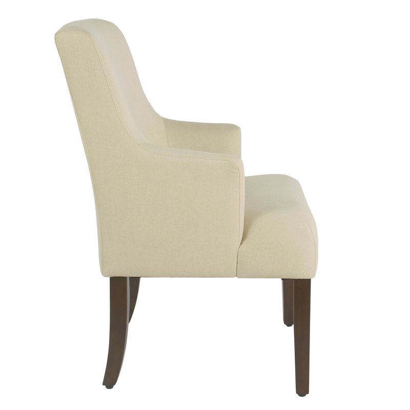 HomePop Meredith Transitional Fabric Anywhere Chair in Cream and Dark Walnut