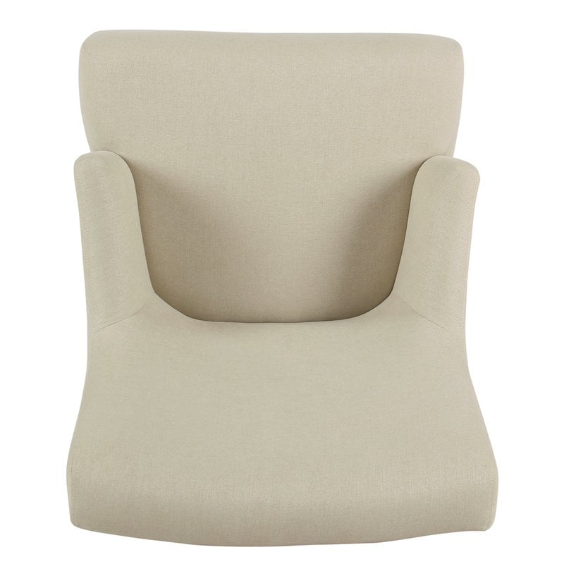 HomePop Meredith Transitional Fabric Anywhere Chair in Cream and Dark Walnut