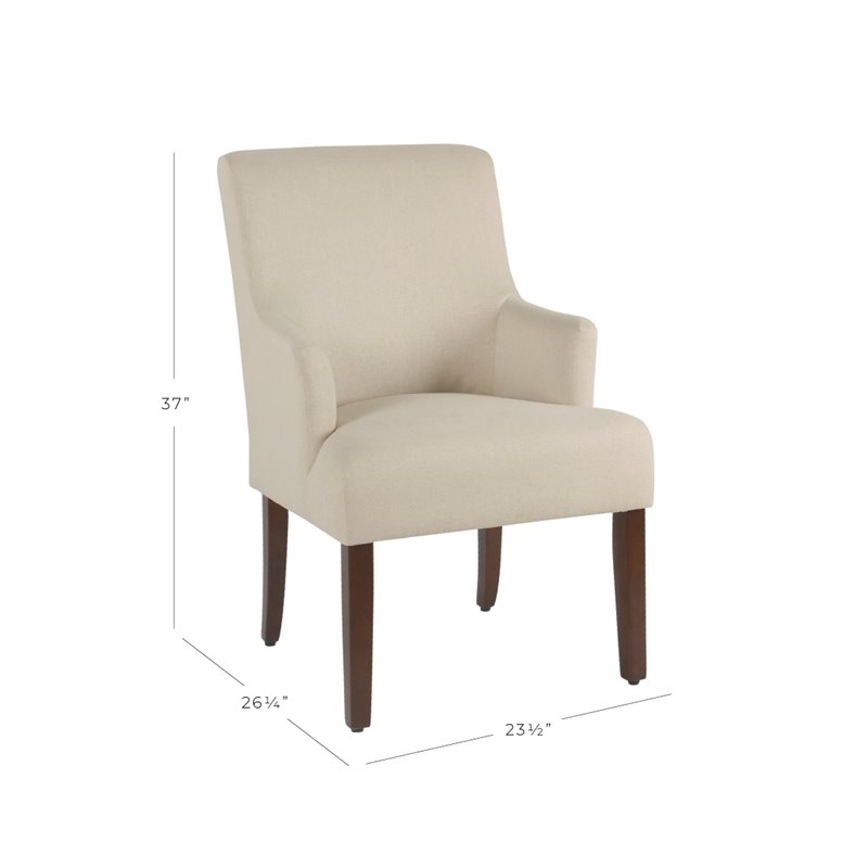 HomePop Meredith Transitional Fabric Anywhere Chair in Cream and Dark Walnut