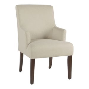 HomePop Meredith Transitional Fabric Anywhere Chair in Cream and Dark Walnut