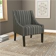 HomePop Traditional Wood and Fabric Stripe Swoop Accent Chair in Charcoal