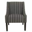 HomePop Traditional Wood and Fabric Stripe Swoop Accent Chair in Charcoal