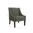 HomePop Traditional Wood and Fabric Stripe Swoop Accent Chair in Charcoal