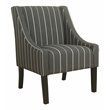HomePop Traditional Wood and Fabric Stripe Swoop Accent Chair in Charcoal