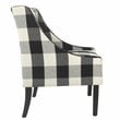 HomePop Wood and Fabric Plaid Pattern Swoop Arm Accent Chair in Black