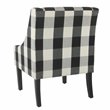HomePop Wood and Fabric Plaid Pattern Swoop Arm Accent Chair in Black