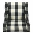 HomePop Wood and Fabric Plaid Pattern Swoop Arm Accent Chair in Black