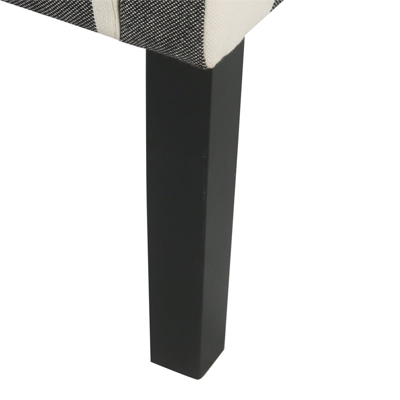 HomePop Wood and Fabric Plaid Pattern Swoop Arm Accent Chair in Black