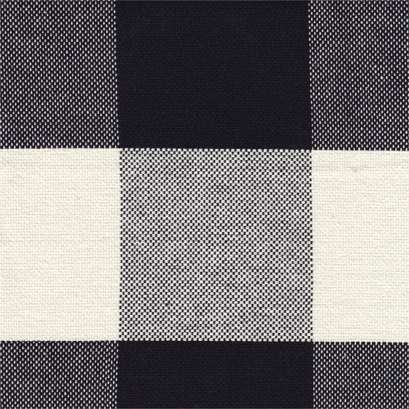 HomePop Wood and Fabric Plaid Pattern Swoop Arm Accent Chair in Black
