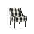 HomePop Wood and Fabric Plaid Pattern Swoop Arm Accent Chair in Black